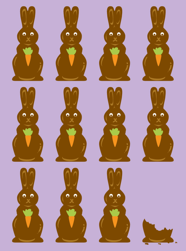east-11.25 chocolate bunnies