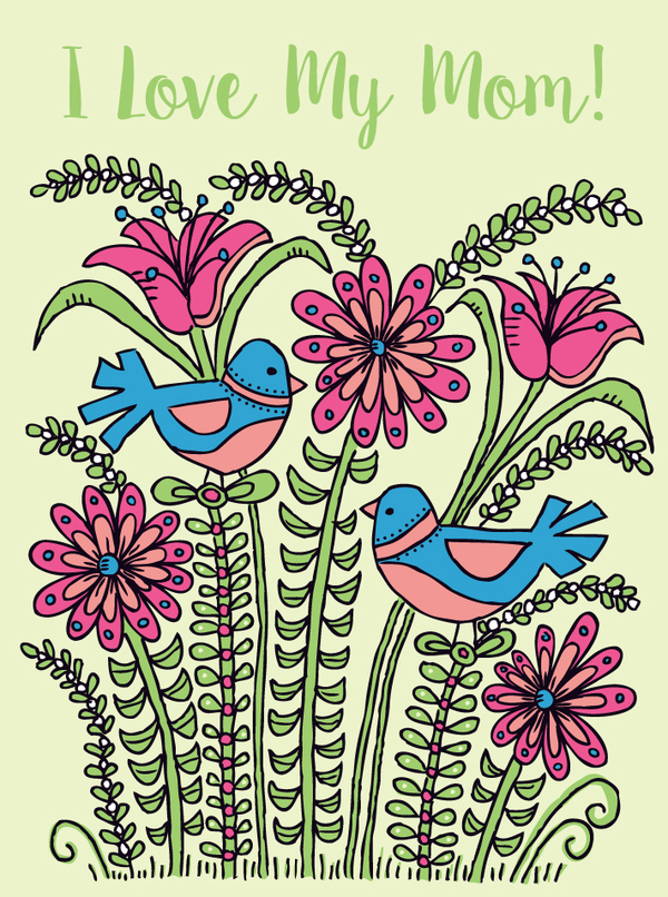 mothr-bluebirds in flowers