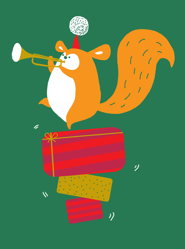 xmas-squirrel with trumpet