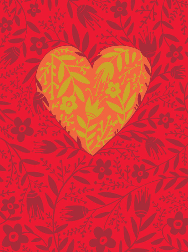val-floral heart with metallic detail