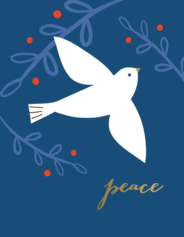 xmas-peace dove with metallic detail