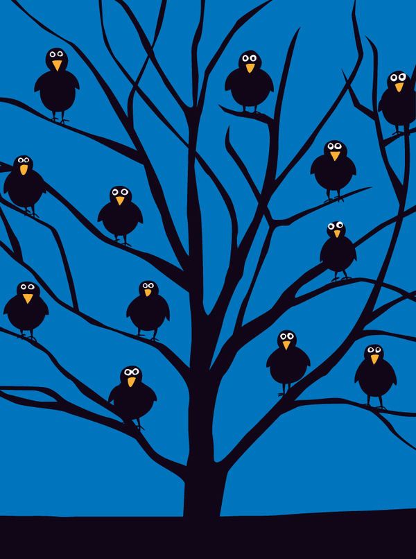 hall-tree full o' crows