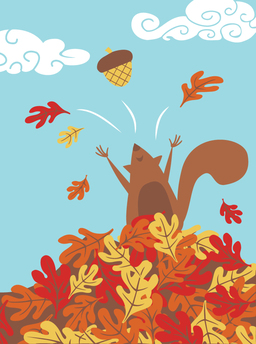 fall-squirrel in leaf pile