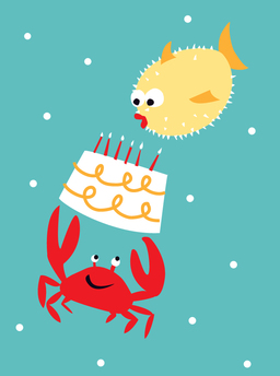 bday-puffer fish and crab