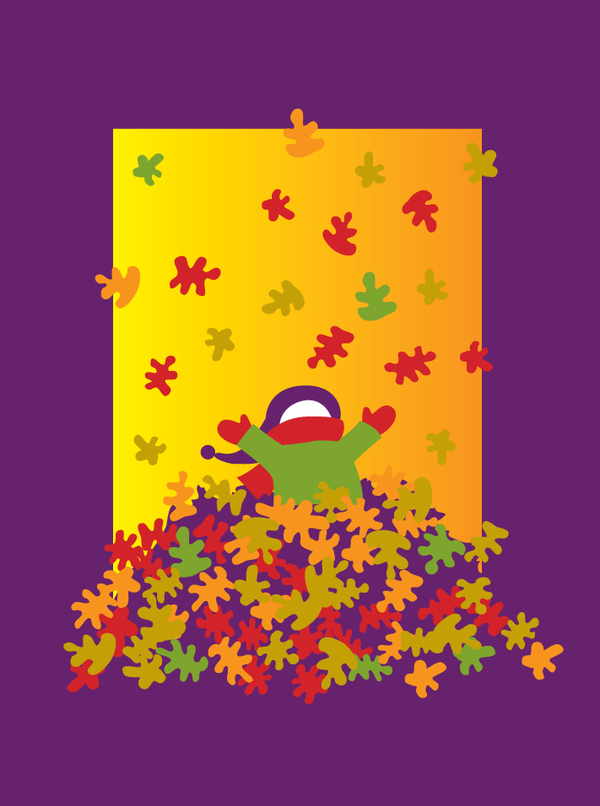 fall-child in leaf pile