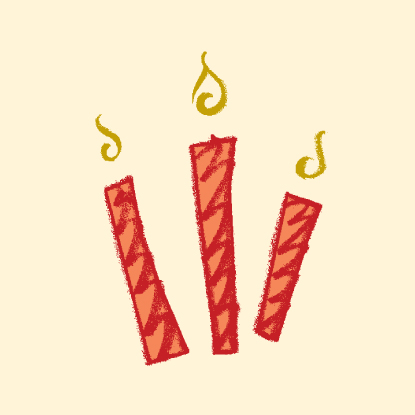 gift-three lit birthday candles