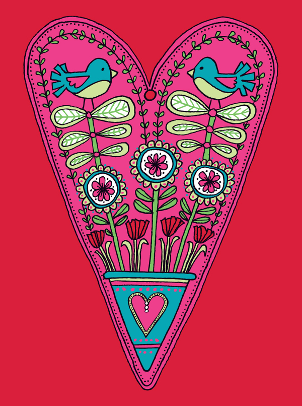 val-flowers and birds heart
