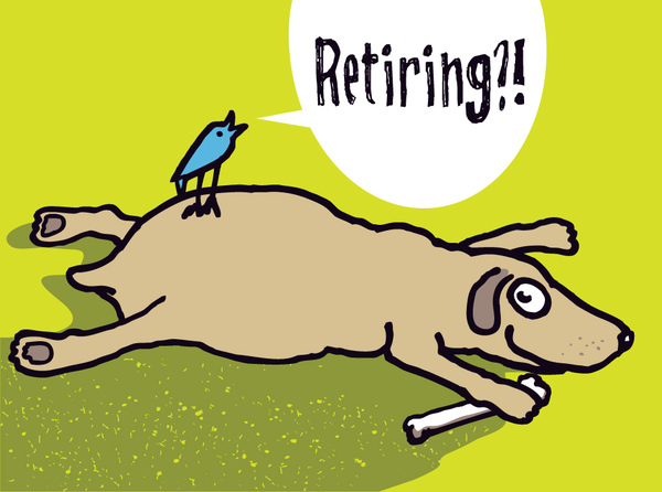 retir-doggie with bird