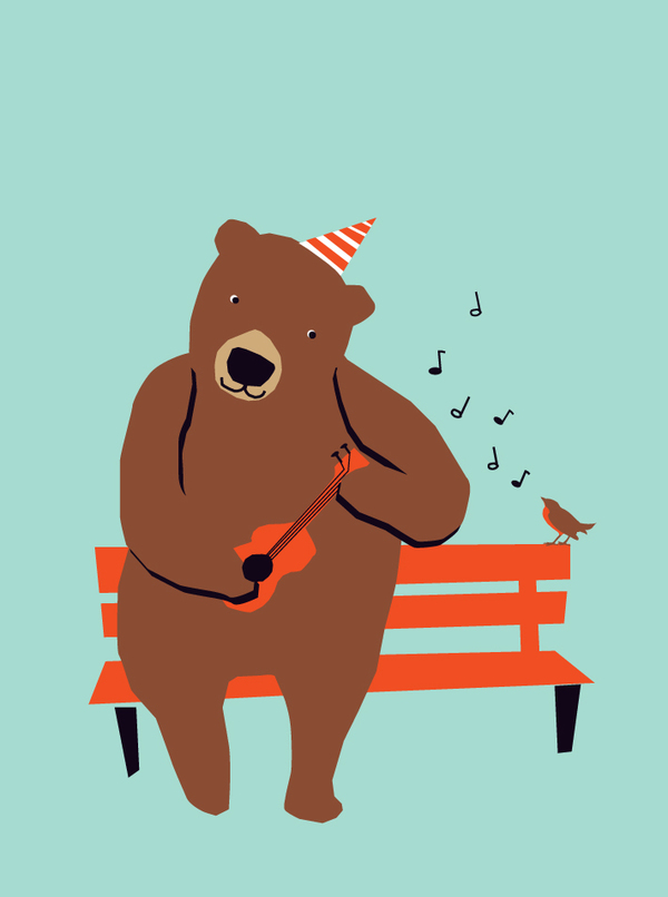 bday-bench w/bear and bird