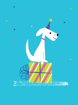 bday-belated pup on gift