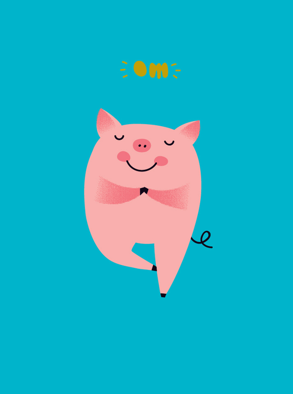 encour-om meditating pig