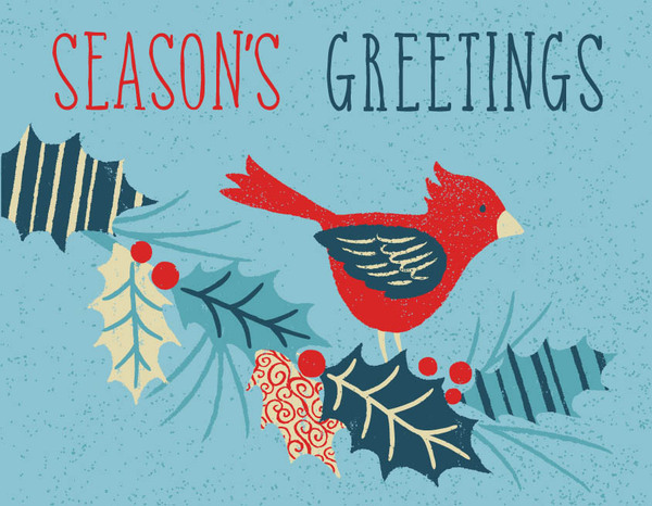 xmas-season's greetings cardinal