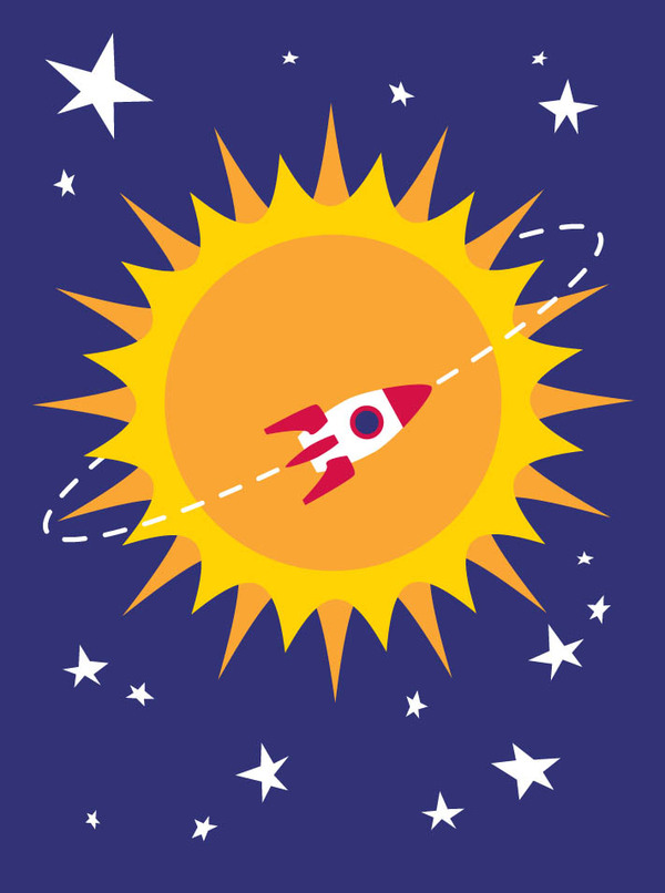 bday-rocket around the sun