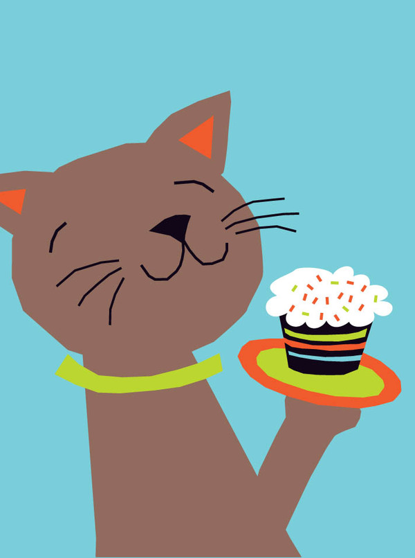 bday-cat serving cupcake