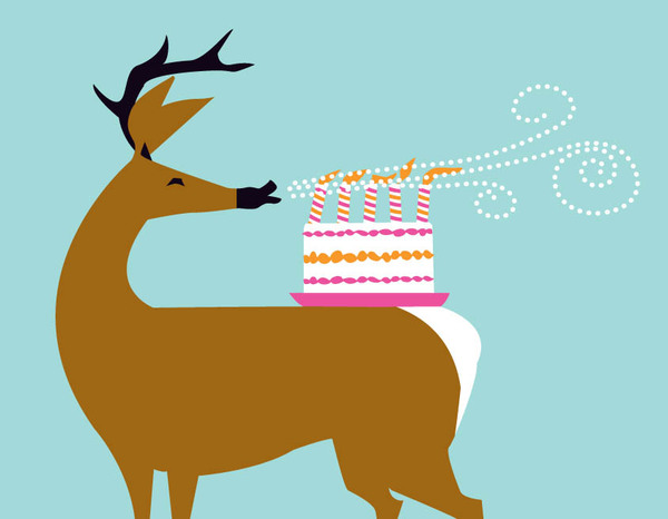 bday-deer with cake