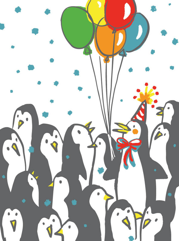 bday-penguin party with balloons