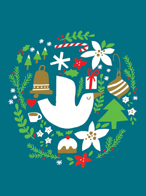 xmas-dove and wreath