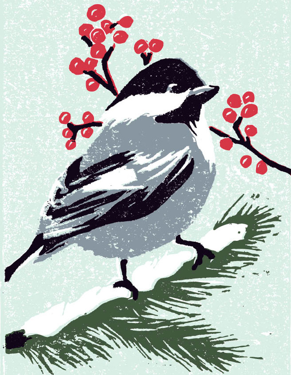 xmas-winter sparrow with pearlescent field