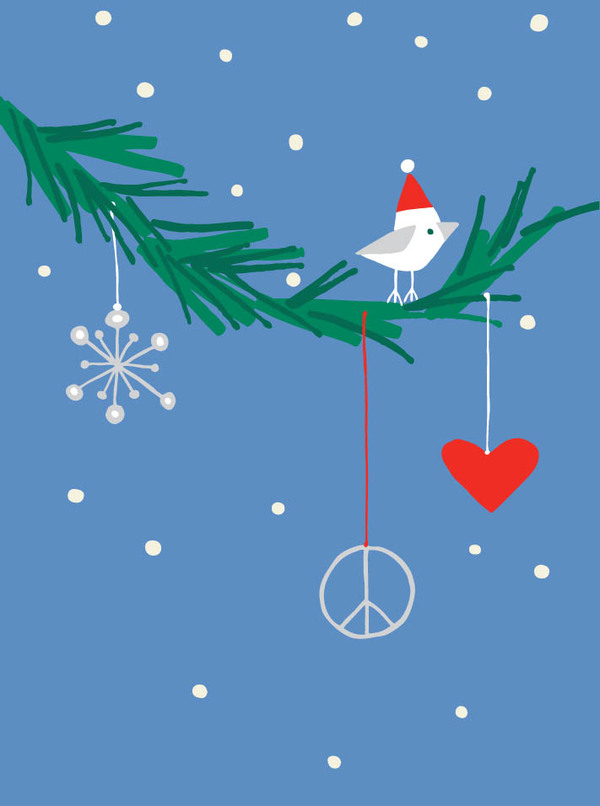 xmas-little bird on branch